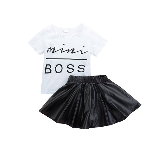 Young And Little Girls Short Sleeve Suit Cute Style Two-piece Set