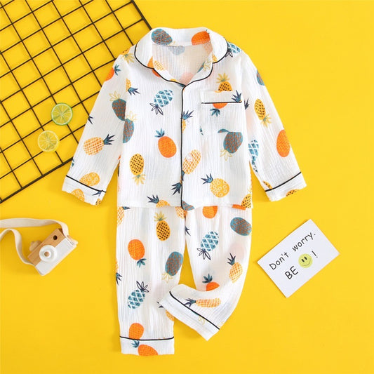Children's Double-layer Cotton Gauze Pyjamas Homewear Set