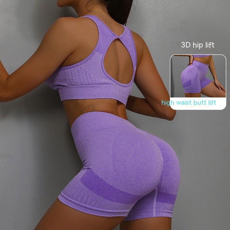 HAPIMO Women's 2 Piece Workout Yoga Sets Stretch Elastic High Waist Running  Hip-Lifting Trousers+Athletic Sport Bra Sales Purple XXXXL 