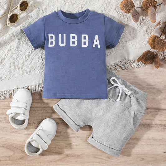 Boys' Casual Letter Printed T-shirt Set