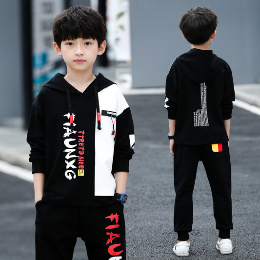 Children's Boys Spring And Autumn Clothes Foreign Style Sports Two-Piece Suit
