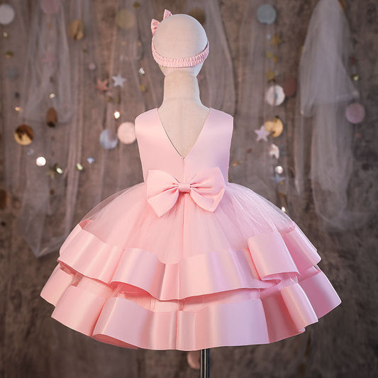 Girls' Puffy One-year-old Full Moon Birthday Dress