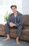 Fall men's simulated silk stripe pajamas men - Almoni Express
